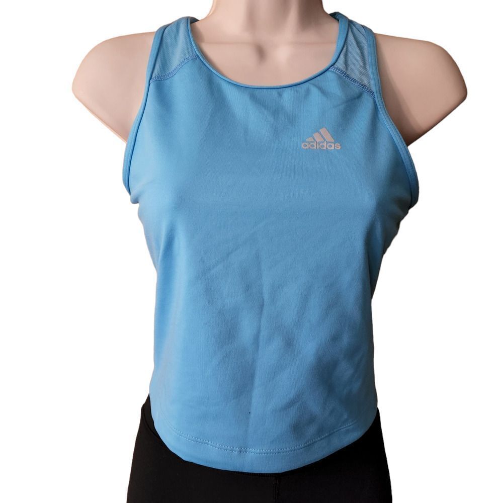 Adidas Climalite Active Tank Top Women's Size Medium Blue Scoop Neck Racer Back